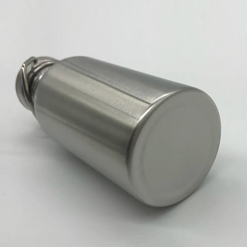 steel water bottle with lid on