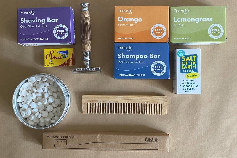 Plastic free bathroom kit
