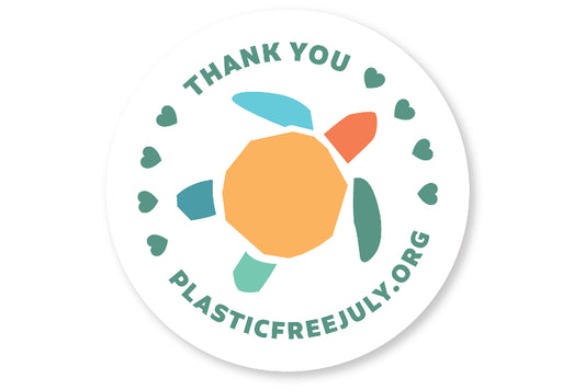 plastic free july thank you badge or logo